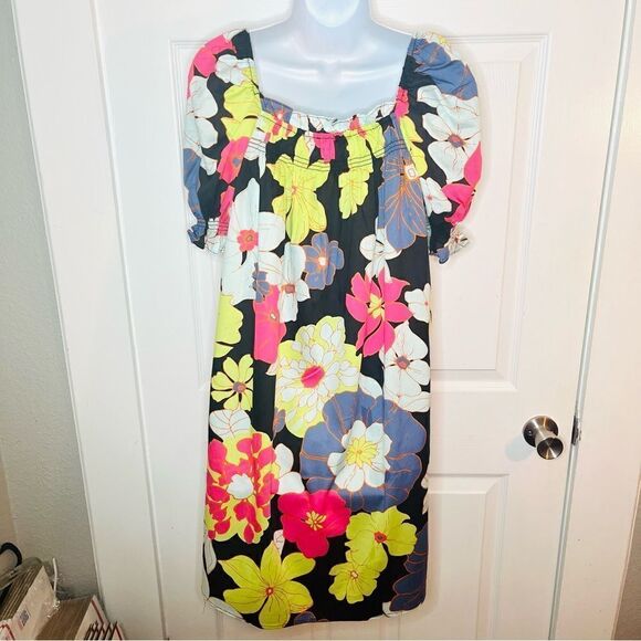 Modcloth Casual Breezy Daytime Mood Babydoll Dress Black Honolulu Floral M NWOT - Picture 11 of 13